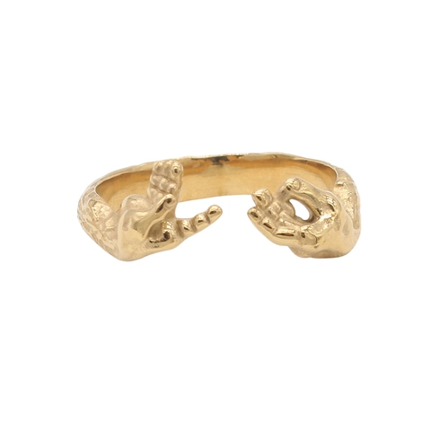 Anello Stretta di Mano Vintage in Acciaio Inossidabile per Uomo Donna Artistico Aperto Regolabile Moda Gioielli da Dito