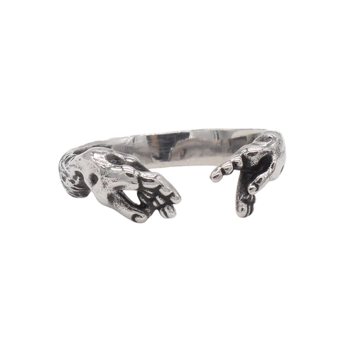 Anello Stretta di Mano Vintage in Acciaio Inossidabile per Uomo Donna Artistico Aperto Regolabile Moda Gioielli da Dito