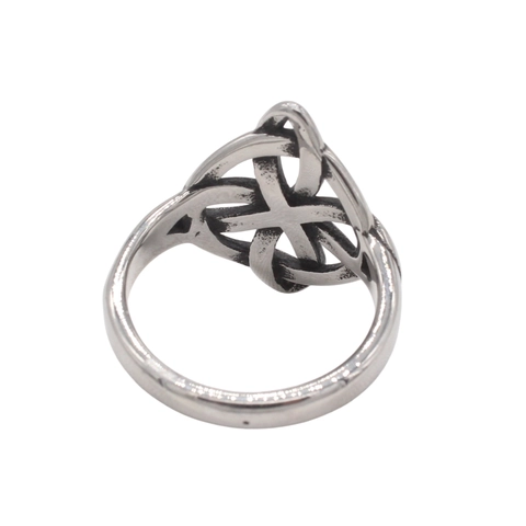 Vintage Stainless Steel Celtic Knot Witch Knot Ring For Women Distressed Silver Finish Ethnic Protection Jewelry Finger Ring