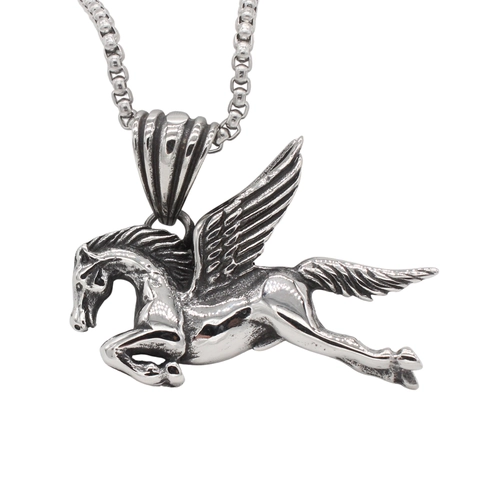 Vintage 316 Stainless Steel Pegasus Pendant Only Without Chain Retro Mythical Flying Horse Men Jewelry Pendant Charm