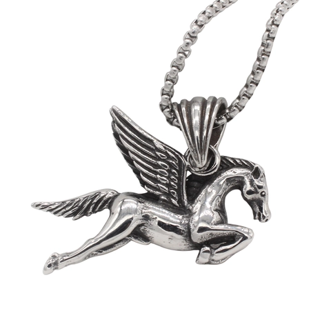 Vintage 316 Stainless Steel Pegasus Pendant Only Without Chain Retro Mythical Flying Horse Men Jewelry Pendant Charm