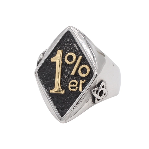 Anello Biker 1%er in Acciaio Inossidabile Vintage per Uomo Donna con Nodo Celtico a Rombo Goffrato Punk Rock Gioielli
