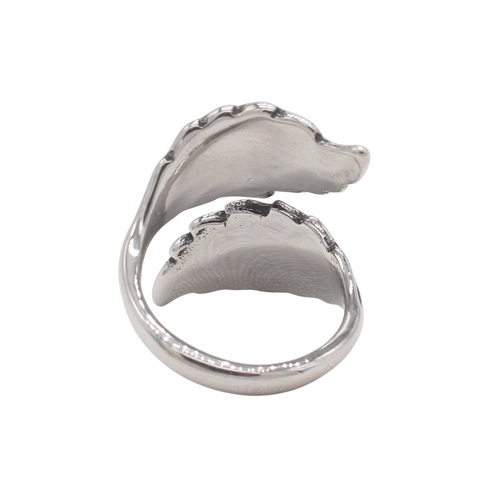 Vintage Leaf Open Ring For Men Stainless Steel Antique Silver Retro Adjustable Band Personalized Fashion Jewelry Gift