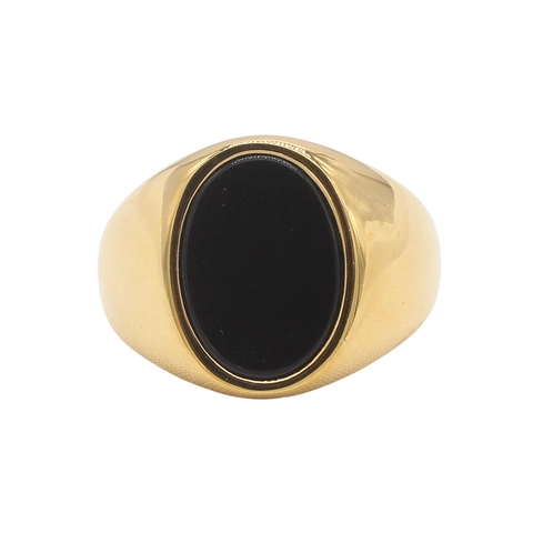 Mode 304 Roestvrij Staal Ovale Zwarte Strass Zegelring Voor Heren Dames Goud Zilver Verguld Simpele Geometrische Sieraden