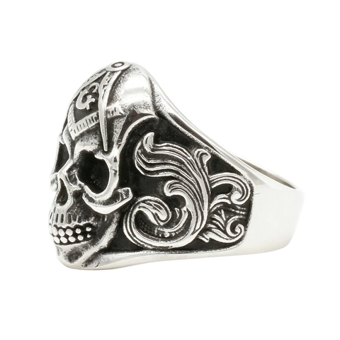 Anello Massonico con Teschio in Acciaio Inossidabile Vintage per Uomo Anello con Sigillo Retro Gotico Punk Gioielli Regalo