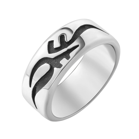 Anello Totem Gotico in Acciaio Inossidabile Vintage da Uomo Modello Tribale Anello a Fascia in Acciaio al Titanio Gioielli Punk