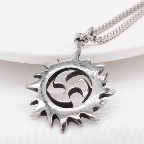 Vintage Titanium Steel Sun Mitsudomoe Pendant Only Retro Polished Geometric Necklace Accessory For Men Personalized Jewelry