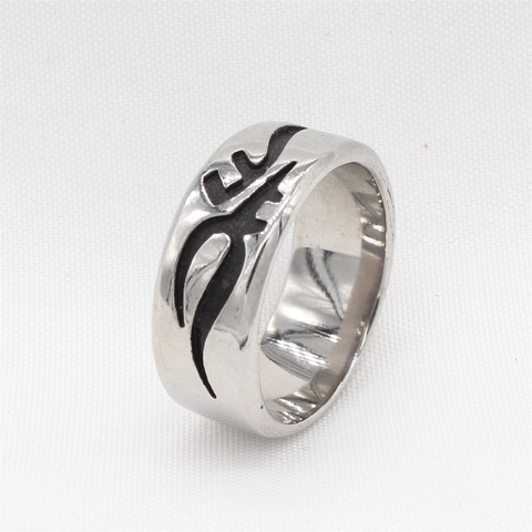 Anello Totem Gotico in Acciaio Inossidabile Vintage da Uomo Modello Tribale Anello a Fascia in Acciaio al Titanio Gioielli Punk