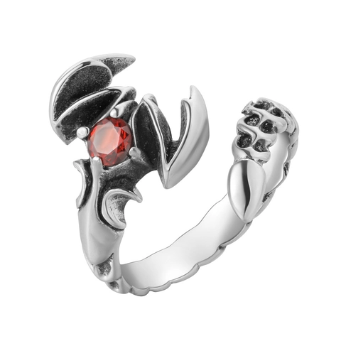 Retro Scorpion Men Titanium Steel Ring Gothic Punk Inlaid Red Blue Rhinestone Band Ring Personalized Fashion Jewelry Gift