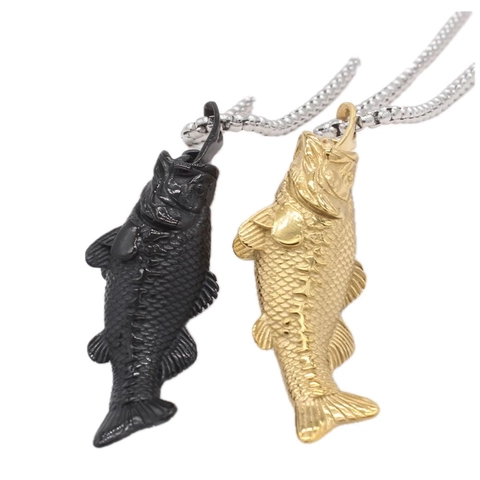 Vintage Titanium Steel Fish Pendant Only Without Chain Retro Bass Carp Animal Shaped Men Women Pendant Jewelry
