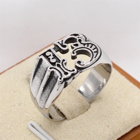 Vintage Punk Titanstahl Nummer 13 Hohlring Gothic Antik-Optik Hip Hop Herren Persönlichkeit Schmuck Ring Geschenk