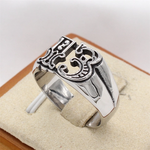 Vintage Punk Titanstahl Nummer 13 Hohlring Gothic Antik-Optik Hip Hop Herren Persönlichkeit Schmuck Ring Geschenk