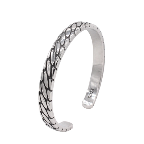 Pulsera de Puño de Acero de Titanio con Escamas de Dragón para Hombre Vintage Brazalete Abierto Ajustable Punk Gótico