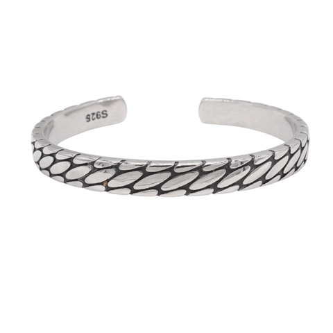 Pulsera de Puño de Acero de Titanio con Escamas de Dragón para Hombre Vintage Brazalete Abierto Ajustable Punk Gótico