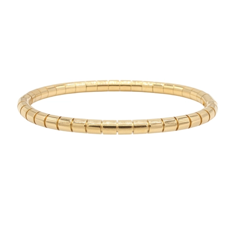 Brazalete Minimalista de Acero de Titanio para Mujer Chapado en Oro Plata Cuentas Redondas Patrón de Nudo de Bambú Joyería de Moda