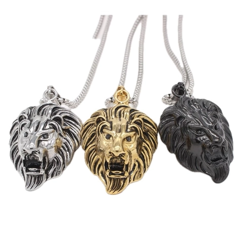 Retro Roaring Lion Head Pendant Only For Men Stainless Steel Jewelry Without Chain Hip Hop Punk Lion Neck Jewelry Pendant
