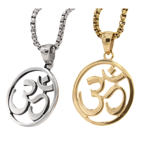 Minimalist Stainless Steel Om Symbol Round Hollow Pendant Only Religious Yoga Style Jewelry Accessory For Unisex Gift