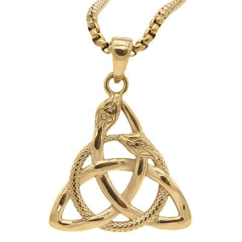 Ciondolo Vintage a Forma di Serpente con Nodo Celtico in Acciaio Inossidabile Senza Catena Gioielli Pagani per Uomo Donna Oro Acciaio