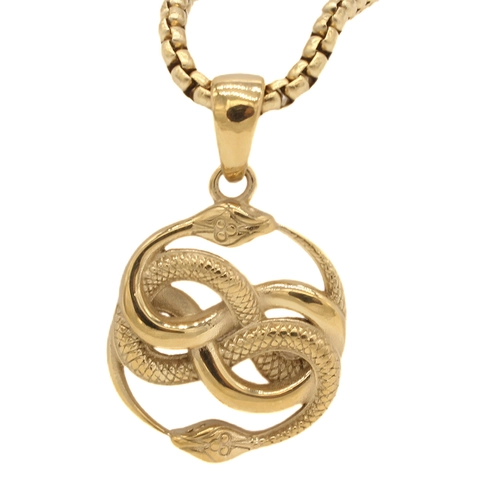 Retro Stainless Steel Double Snake Ouroboros Pendant For Men Vintage Punk Animal Circular Necklace Charm Without Chain