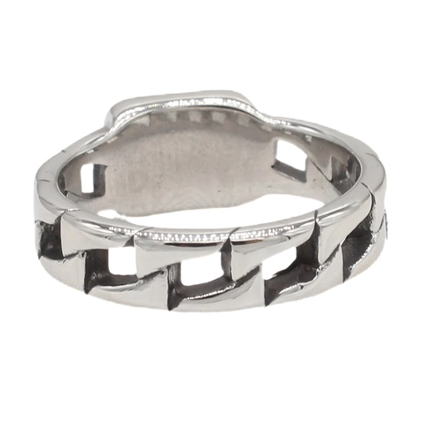 Vintage Titanstahl Kettenglieder Siegelring Für Herren Damen Industrie Minimalistisch Quadratisch Flach Top Geometrischer Ring