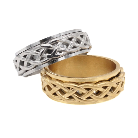 Vintage Keltenknoten Spinner Ring Titanstahl Herren Damen Geflochtene Textur Drehbar Stressabbau Mode Schmuck Band Geschenk