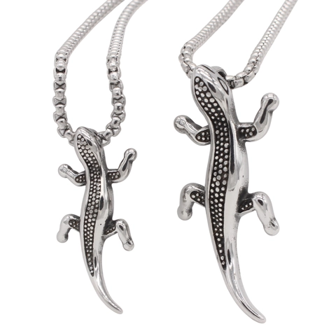 Vintage Titanium Steel Lizard Gecko Pendant For Men Retro Punk Animal Charm Jewelry Accessory Pendant Only Without Chain