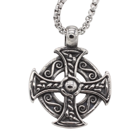 Pendentif Homme en Acier Titane Croix Celtique Vintage Argent Rétro Religieux Punk Pendentif Seul Sans Chaîne Bijoux