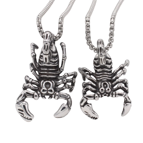 Ciondolo Scorpione in Acciaio al Titanio Vintage per Uomo Donna Gothic Punk Ciondolo Solo Senza Catena Forma Animale Gioielli