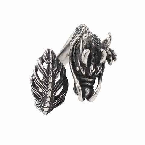 Anello da Uomo in Acciaio Inossidabile con Drago Cinese Vintage Retrò Distressed Gotico Punk Testa di Drago Motivo Animale Gioielli