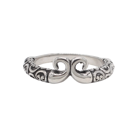 Anello in Acciaio al Titanio Vintage per Uomo Motivo a Volute Retro Finitura Ossidiana Stile Gotico Gioielli Regalo per Ragazzi