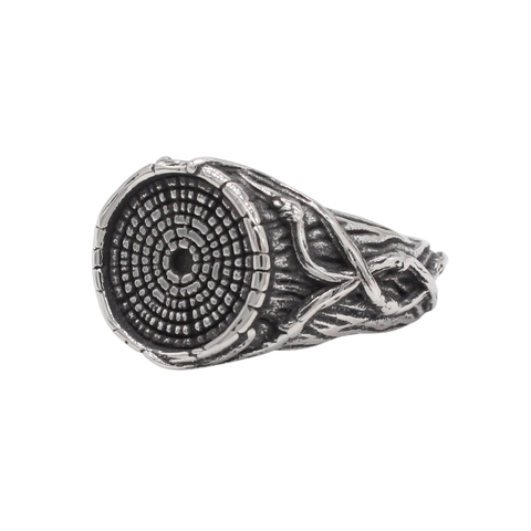 Anello Vintage da Uomo in Acciaio al Titanio Trama Unica Corteccia d'Albero Albero della Vita Anello Annuale Gioielli Punk Gotici