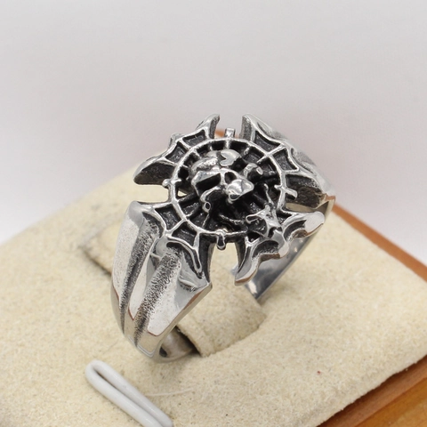 Anello Teschio Croce Gotico Vintage per Uomo in Acciaio Inossidabile Invecchiato Punk Biker Anello Retro Hip Hop Gioielli Regalo