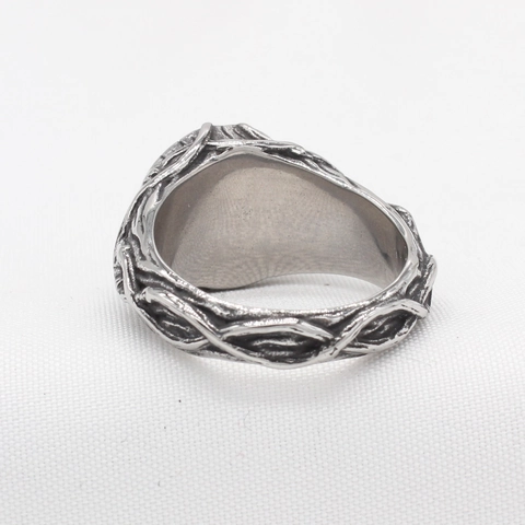 Anello Vintage da Uomo in Acciaio al Titanio Trama Unica Corteccia d'Albero Albero della Vita Anello Annuale Gioielli Punk Gotici