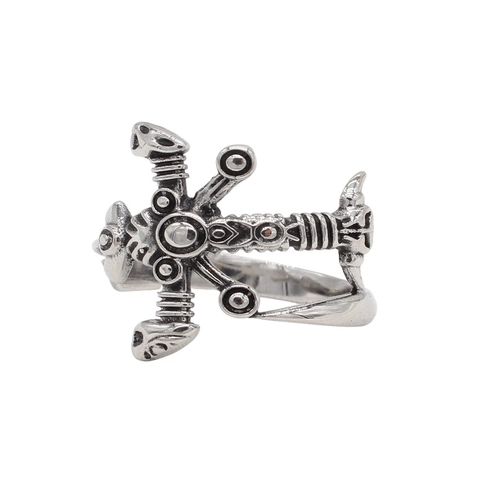 Anello da Uomo in Acciaio Inossidabile Gotico Retro a Spada Stile Punk Croce Rilievo Animale Gioielli Oro Argento