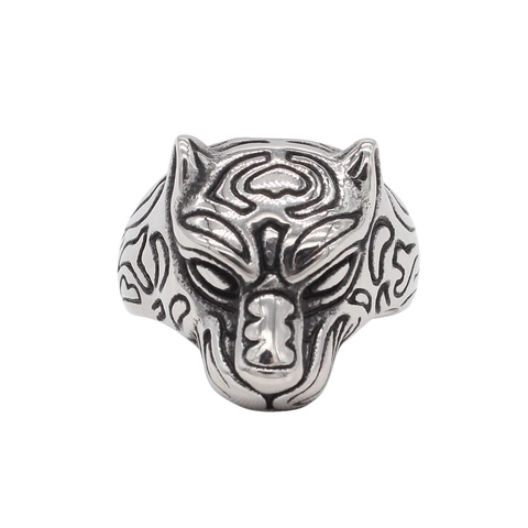 Anello Testa di Leopardo in Acciaio al Titanio da Uomo Vintage Stile Punk Retrò Anello Biker Animale per Uomo Gioielli