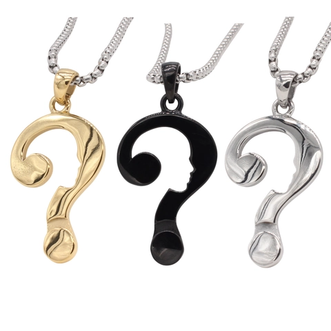 Pendentif Profil de Visage Point d'Interrogation en Acier au Titane pour Hommes Unisexe Bijoux de Mode Design Artistique Unique