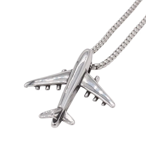 Retro Personalized Airplane Pendant Titanium Steel Aircraft Charm Jewelry Accessory Pendant Only Without Chain For Men