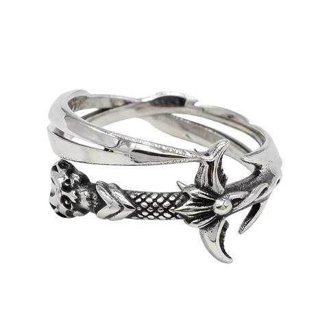 Anello Spada Gotico Vintage per Uomo Donna Acciaio al Titanio Pugnale Teschio Punk Band Ring Gioielli Dito Personalità Retro