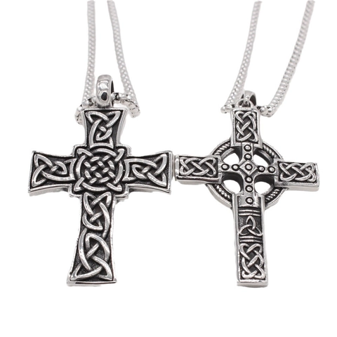 Vintage Keltisches Kreuz Anhänger Halskette Für Herren Edelstahl Distressed Religiöser Wikinger Schmuck Retro Gothic Halsschmuck
