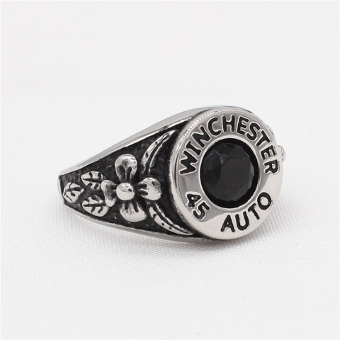 Bague Vintage en Acier Titane pour Hommes Design Base de Balle Industrielle Strass Noir Incrusté Bijoux Punk