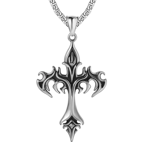 Vintage Gotische Vleermuis Kruis Hanger Voor Heren Titaniumstaal Antiek Zilver Gotische Punk Sieraden Cadeau Zonder Ketting