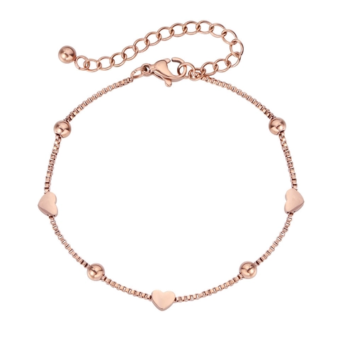 Bracciale con Ciondolo a Cuore in Acciaio al Titanio Minimalista per Donna Catena a Scatola Perla Tonda Regolabile Gioielli Eleganti