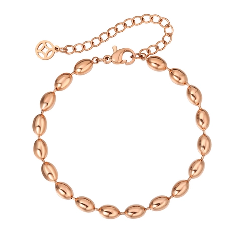 Pulsera de Cuentas de Rugby de Acero de Titanio Minimalista de Moda para Mujer Pulsera de Cadena de Forma Ovalada Pulida