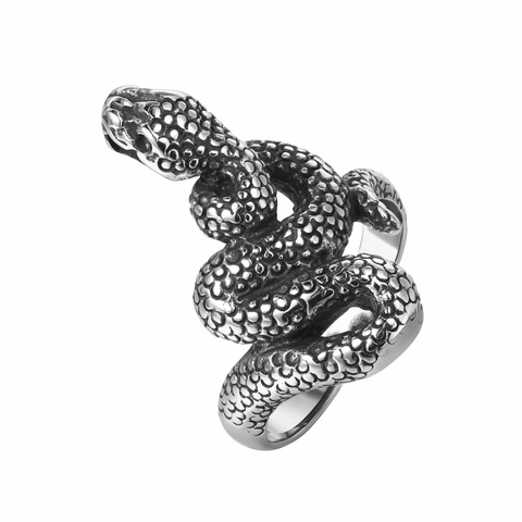 Anello Serpente in Acciaio Inossidabile Rétro per Uomo Donna Punk Gothic Vipera Avvolta Gioielli Animali Vintage Distressed Anello da Dito Regalo
