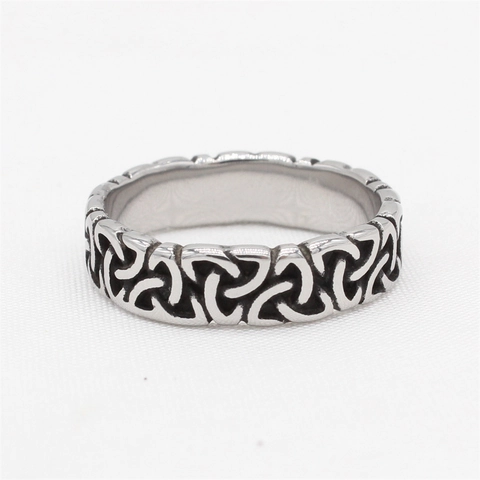 Anillo de Banda de Nudo Celta Vikingo Vintage para Hombre Acero de Titanio Retro Envejecido Tejido Joyería Punk