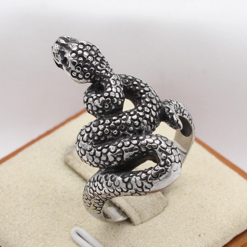 Anello Serpente in Acciaio Inossidabile Rétro per Uomo Donna Punk Gothic Vipera Avvolta Gioielli Animali Vintage Distressed Anello da Dito Regalo