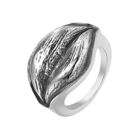 Anillo de Acero de Titanio con Forma de Labio Vintage Retro Punk Gótico Tono Plateado Oxidado Personalidad Biker Joyería de Anillo