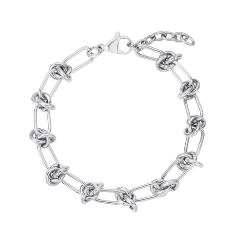 Pulsera de Cadena con Nudo de Acero Inoxidable Minimalista para Mujer Estilo Industrial Cierre de Langosta Ajustable Joyería de Moda Regalo