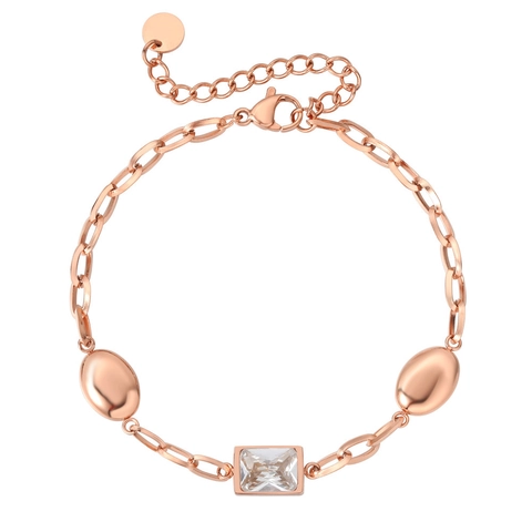 Bracciale in Acciaio al Titanio Con Strass Minimalista Per Donna Perline Ovali Geometriche Intarsiate Gioielli Regolabili