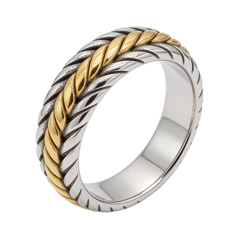 Anillo de Cable Trenzado de Acero Inoxidable Vintage para Hombre Mujer Joyería de Banda de Acero de Titanio con Textura Retro Anillo Envejecido Oro Plata